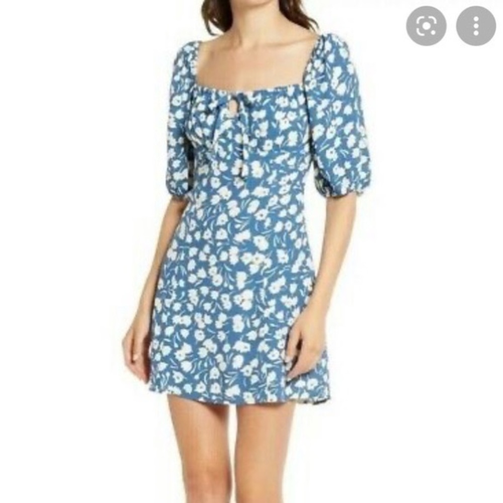 REFOMATION Blue and White Floral Settle Dress Size 0